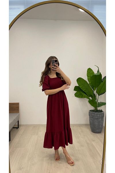 Nazline Women's Gipeli Short Sleeve Ayrobin Long Dress