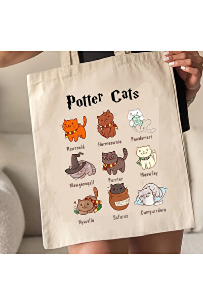 Cemira حقيبة سميكة منقوشة على شكل قطط هاري بوتر - حقيبة كتف وحقيبة كتف