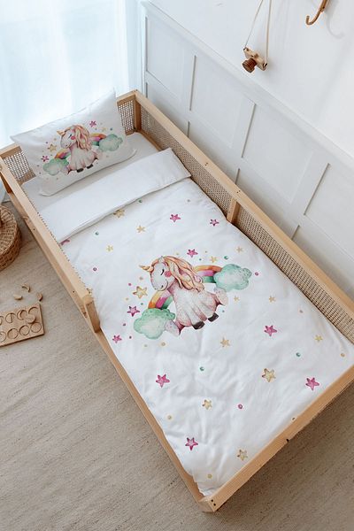 Tuğba Kuğu Montessori Duvet Cover Set (100X200) - for Baby Series - Rainbow Unicorn