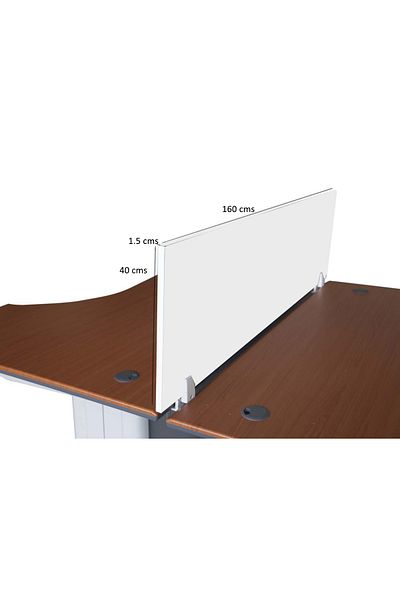 Mahmayi Deler Desktop Mounted Privacy Panel Divider Panels with 2 Clips for Student (160 CM, White)