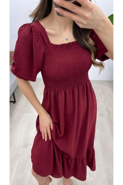 Nazline Γυναικείο κοντομάνικο μακρύ φόρεμα Ayrobin Gipeli