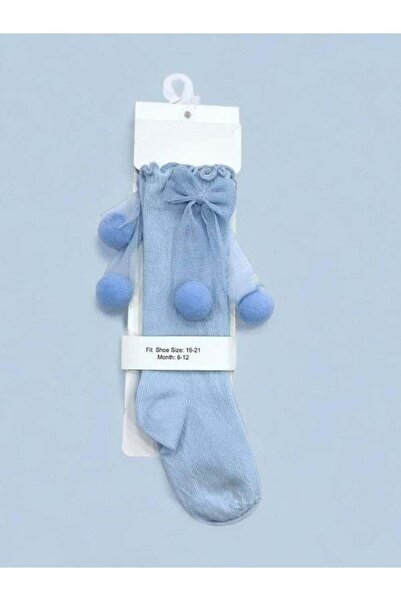 Zekids Kız Çocuk Ponponlu Diz Altı Pamuklu Çorap