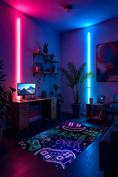 Noble Halı Gaming Halı Dijital Baskı Oyun Odası Halısı Kaymaz Taban Yıkanabil...