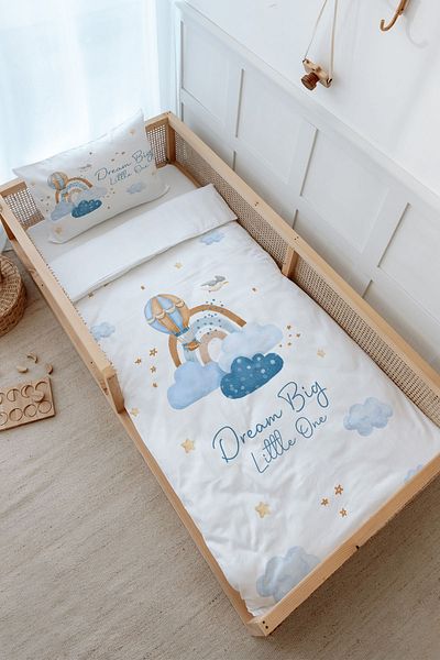 Tuğba Kuğu Montessori Iconic Duvet Cover Set - Blue Clouds and Balloon (100X200)