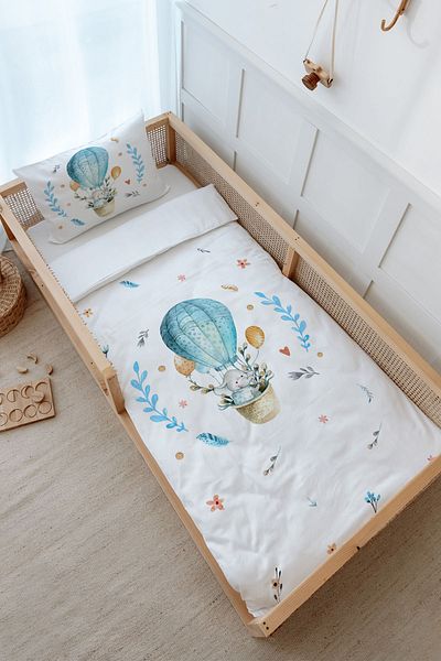 Tuğba Kuğu Montessori Blue Balloon Elephant Duvet Cover Set - 100X200 Baby Series