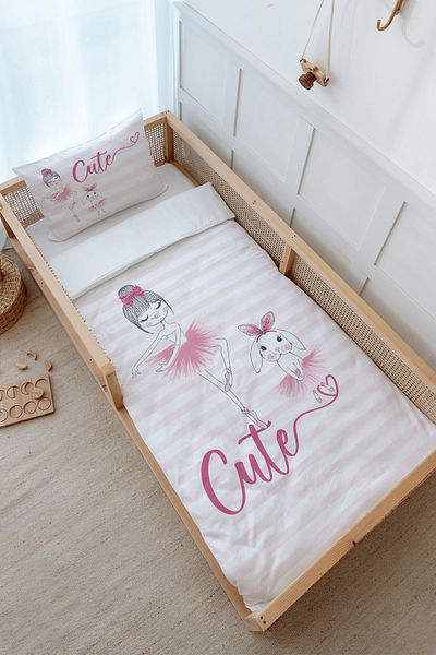 Tuğba Kuğu Montessori Duvet Cover Set (100X200) - for Baby Series - Ballerina and Bunny and Girl