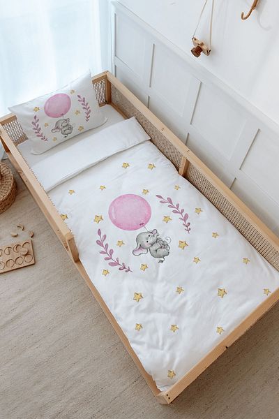 Tuğba Kuğu Pink Montessori Duvet Cover Set - Baby Series, 100X200 Large Bubble Elephant