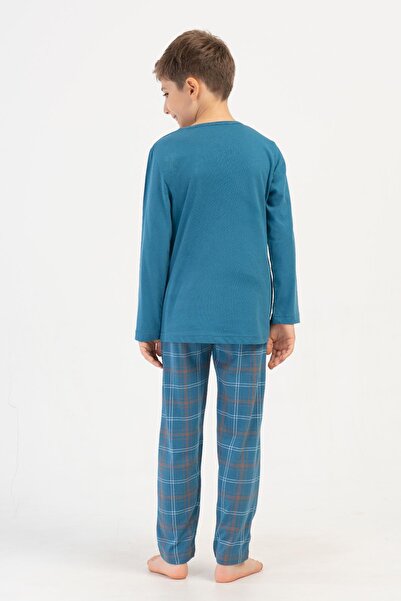 VİENETTA Boy's Long Sleeve Blue Pajamas Suit C9T3N1O504
