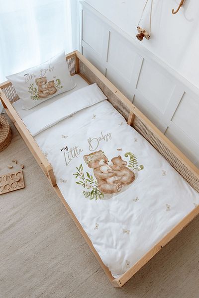 Tuğba Kuğu Montessori 100X200 Duvet Cover Set - Baby Series - Mom and Baby Bear