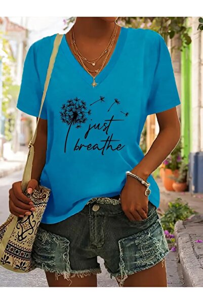 Deocept Oversize γυναικείο μπλουζάκι με λαιμόκοψη - εμπριμέ και χαλαρό