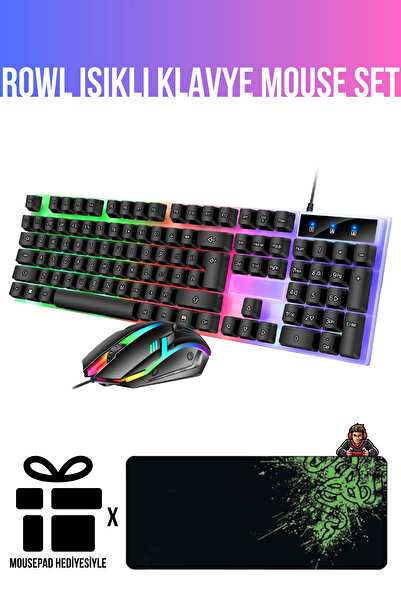 Rowl RGS-05 Mousepad Hediyeli Oyuncu Klavye Seti Rgb Gaming Klavye  Set Siyah...