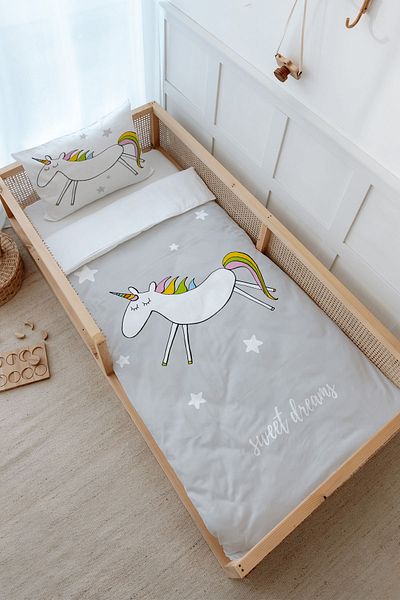 Tuğba Kuğu Pure Baby Montessori Duvet Cover Set - Doodle Unicorn (100X200)