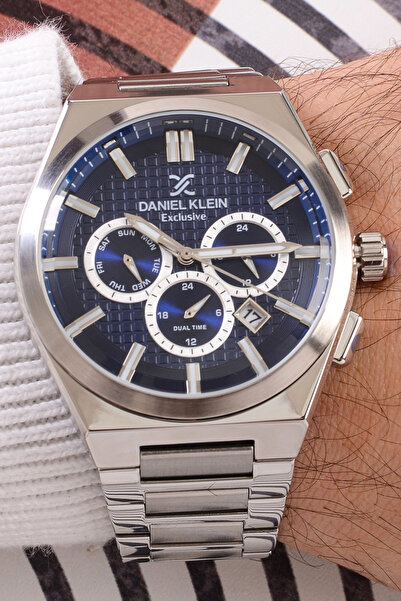 Daniel Klein Erkek Lacivert Kadran  Exclusive Multi Fonksiyonel 5 Atm Metal Kordon Kol Saati