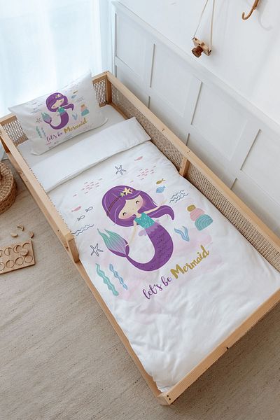 Tuğba Kuğu Montessori Duvet Cover Set (100X200) - for Baby Series - Purple Mermaid