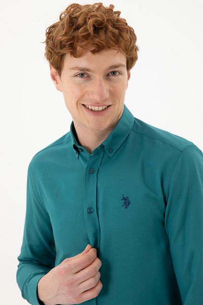 U.S. Polo Assn. Dark Green Men's Basic Shirt - Long Sleeve 50288629 -VR101
