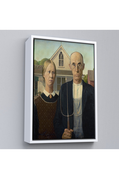 N NOXXO Grant Wood cu cadru din lemn - Pictură gotică americană Soyal Reality I - Realism social-8059