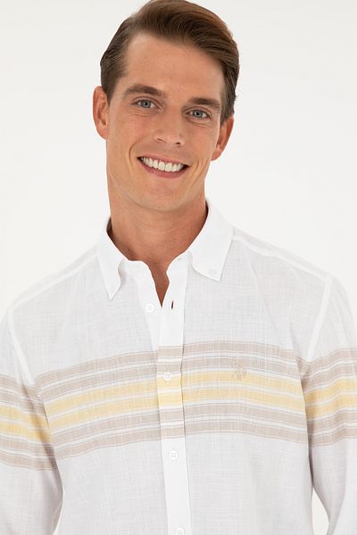 U.S. Polo Assn. Ανδρικό μακρυμάνικο πουκάμισο χακί 50288923 -VR027