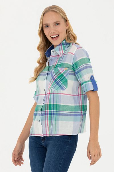 U.S. Polo Assn. Cămașă albastră cu mânecă lungă de damă 50264486 -VR036