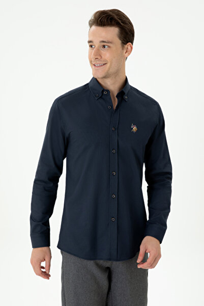 U.S. Polo Assn. Чоловіча темно-синя сорочка з довгими рукавами 50276312-VR033