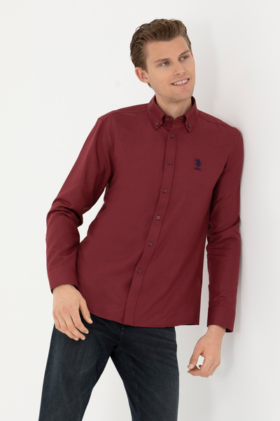 U.S. Polo Assn. Men's Burgundy Long Sleeve Basic Shirt 50271274 -Vr014
