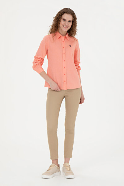 U.S. Polo Assn. Kadın Nar Çiçeği Uzun Kollu Basic Gömlek 50288851-VR039