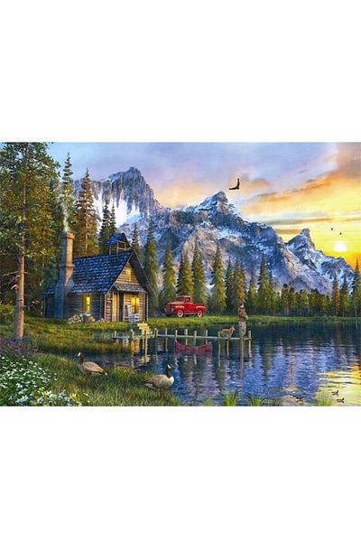 Anatolian Puzzle Anatolian 1000 Pieces Mountainhouse Sunset-Sunset Cabin 1024