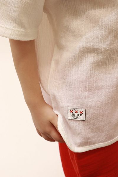 BALKABAĞI Boy's Suit with Sile Cloth White Shirt Muslin Red Pants (2-8 Years)