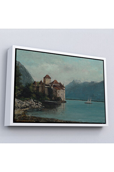 Home Gustave Courbet cu cadru din lemn - Pictură Castelul Chillon pe lacul Geneva-7094
