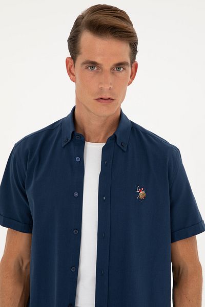 U.S. Polo Assn. Мъжка тъмносиня риза с къс ръкав 50282582-VR033