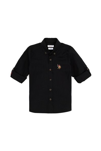 U.S. Polo Assn. Черна базова риза с дълъг ръкав за момче 50283994-VR046