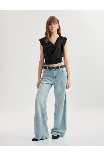 Koton Drape Detailed Padded Degaje Collar Tank Top