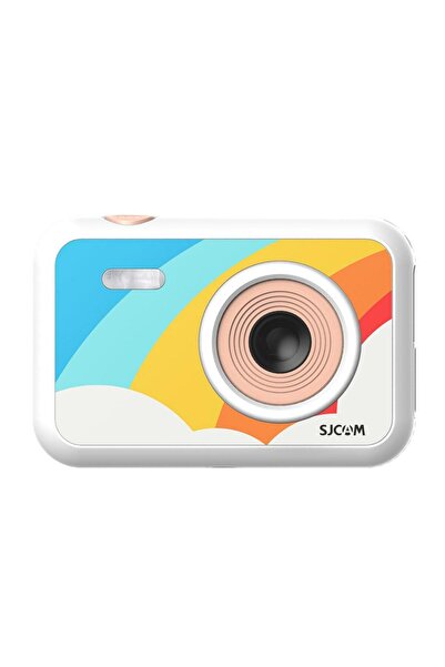 SJCAM Funcam Çocuklar Için Fotoğraf Makinesi Ve Kamera Gökkuşağı Desenli Beyaz