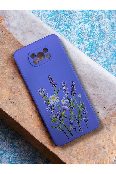 Merwish حافظة هاتف فاخرة لهاتف Xiaomi Poco X3 - Poco X3 Pro متوافقة مع عدسة الكاميرا ونمط الخزامى باللون الأرجواني