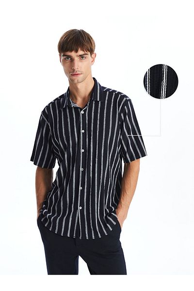 LC Waikiki Ανδρικό πουκάμισο με ριγέ κοντομάνικο New Season Regular Fit - S56046Z8