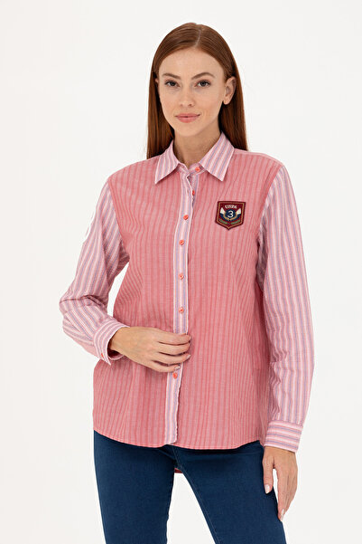 U.S. Polo Assn. Kadın Kırmızı Uzun Kollu Gömlek 50271828-VR030