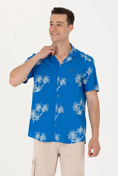 U.S. Polo Assn. Men's Apaş Collar Saks Short Sleeve Shirt 50264305-Vr045