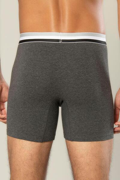 ERDEM İÇ GİYİM Erdem Anthracite Cotton Elastane Long Boxer 1415