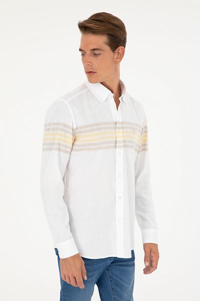 U.S. Polo Assn. Ανδρικό μακρυμάνικο πουκάμισο χακί 50288923 -VR027