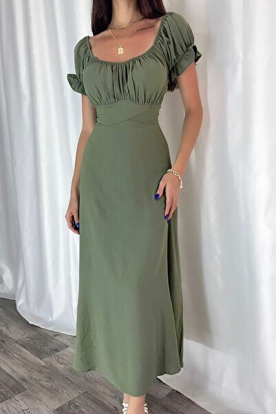 Deafox Šaty Ayrobin s límcem Khaki Madonna