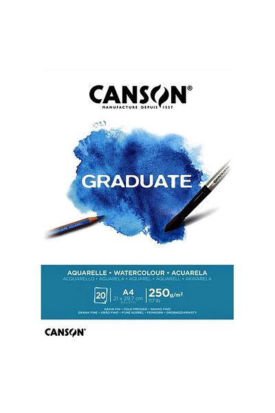 Canson A4 Graduate Aquarelle 250 Gr كتاب ألوان مائية 20 Yp
