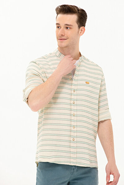 U.S. Polo Assn. Ανδρικό μακρυμάνικο πουκάμισο Aqua Green 50264099-VR083