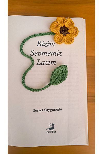 DelinaFrida Takı Hediye Green Leaf Colored Plain Knitted Sunflower - Friend Gift Ideas