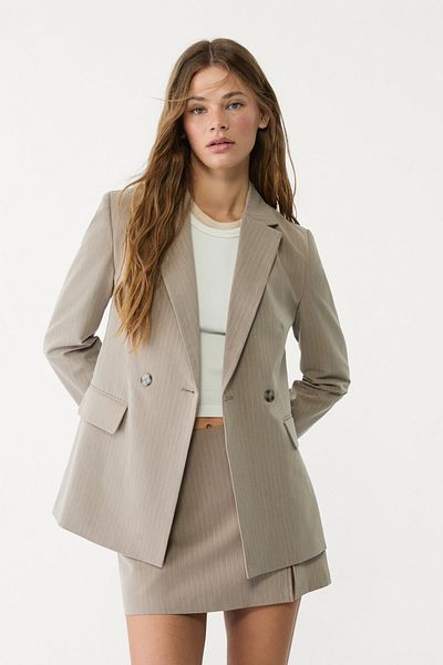 Stradivarius سترة ضيقة مزدوجة الصدر