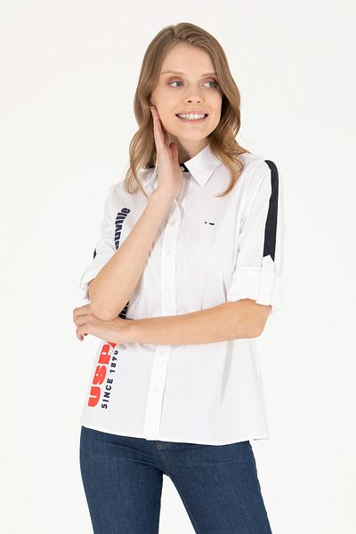 U.S. Polo Assn. Λευκό μακρυμάνικο γυναικείο πουκάμισο -50263723-vr013