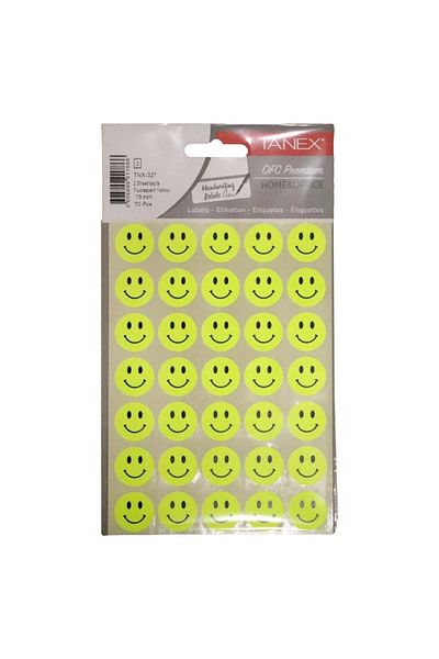 Tanex Tnx-327 19mm - Fluorescent Yellow Smiling Face Sticker Set of 2