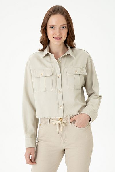 U.S. Polo Assn. Women's Stone Long Sleeve Shirt 50271427 -Vr049