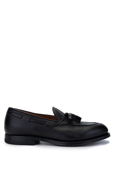Franceschettı Franceschetti Men's Genuine Leather Black Loafer Shoes