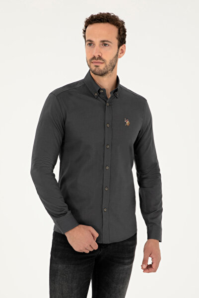 U.S. Polo Assn. Erkek Antrasit Uzun Kollu Basic Gömlek 50271276-VR006