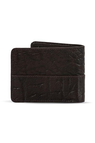 Deri Company Мъжки портфейл от естествена (ИСТИНСКА) кожа с шарки, кафяв, 113538