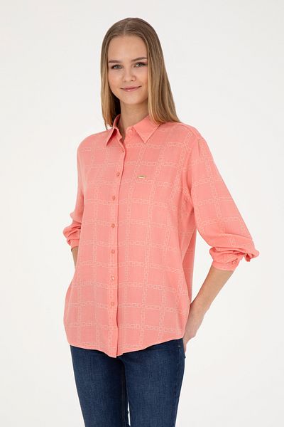 U.S. Polo Assn. Women's Salmon Long Sleeve Shirt 50272152-Vr047